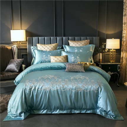 91家纺网 家纺一手货源 找家纺 千禧婚庆专供 高精密纯丝绣 施华洛-薄荷绿   