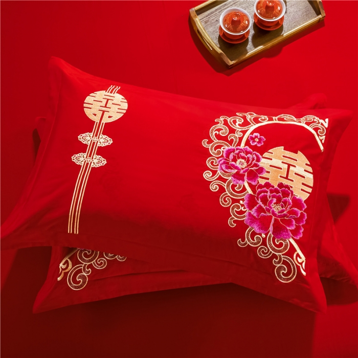 91家纺网 家纺一手货源 找家纺 千禧婚庆专供 长绒棉贡缎提花绣花婚庆套件 千禧姻缘