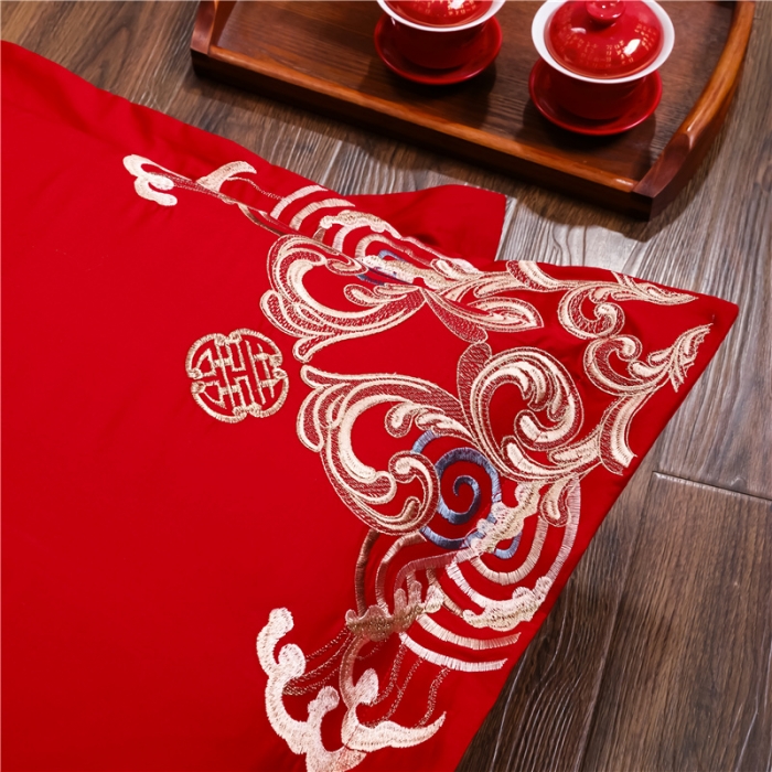 91家纺网 家纺一手货源 找家纺 千禧婚庆专供 2019新款喷气全棉婚庆四件套多件套 千禧龙凤