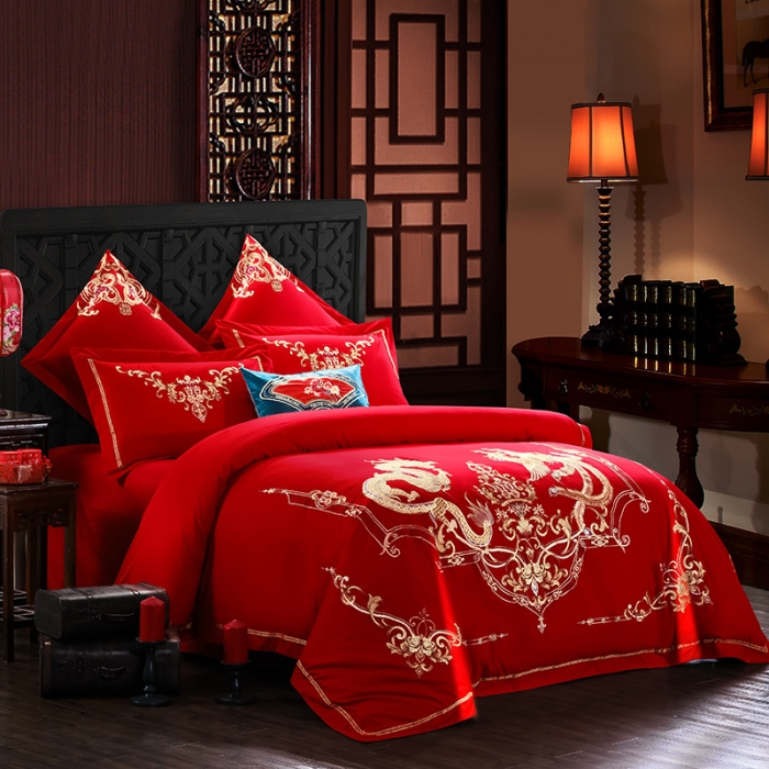 91家纺网 家纺一手货源 找家纺 千禧婚庆专供 2019新款喷气全棉婚庆四件套多件套 千禧龙凤