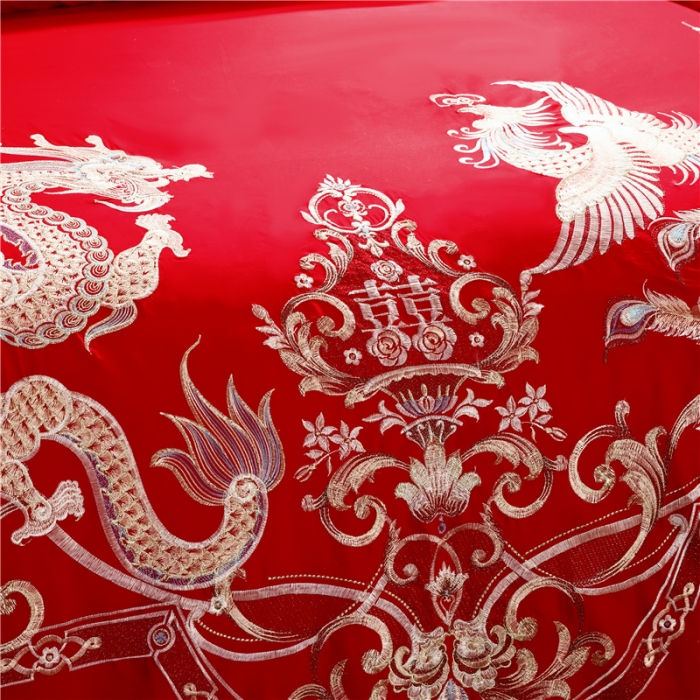 91家纺网 家纺一手货源 找家纺 千禧婚庆专供 2019新款喷气全棉婚庆四件套多件套 千禧龙凤