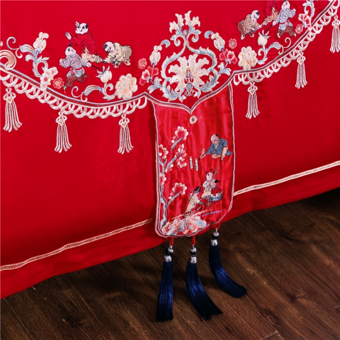 91家纺网 家纺一手货源 找家纺 （总）千禧婚庆专 供 长绒棉贡缎提花绣花婚庆四件套