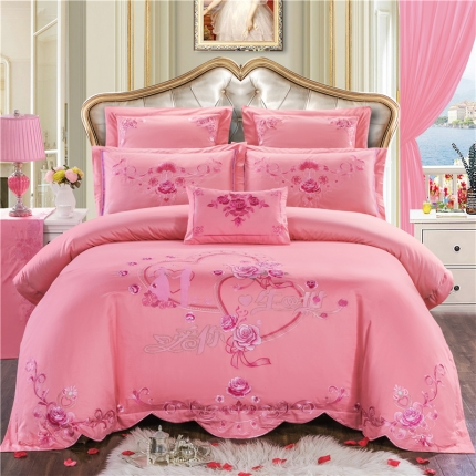 91家纺网 家纺一手货源 找家纺 （总）千禧婚庆专 供 2019喷气全棉婚庆四件套