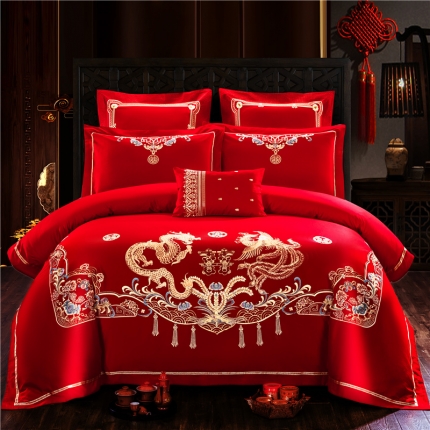 91家纺网 家纺一手货源 找家纺 （总）千禧婚庆专 供 2019喷气全棉婚庆四件套