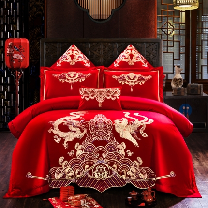 91家纺网 家纺一手货源 找家纺 （总）千禧婚庆专 供 2019喷气全棉婚庆四件套