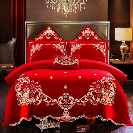 91家纺网 家纺一手货源 找家纺 （总）千禧婚庆专 供 2019喷气全棉婚庆四件套