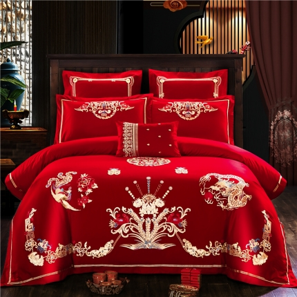 91家纺网 家纺一手货源 找家纺 千禧婚庆专供 2019喷气全棉婚庆四件套多件套 龙凤至尊