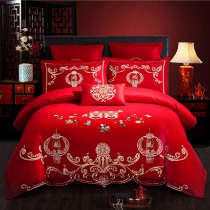 91家纺网 家纺一手货源 找家纺 （总）千禧婚庆专 供2018款喷气全棉婚庆四件套六件套多件套