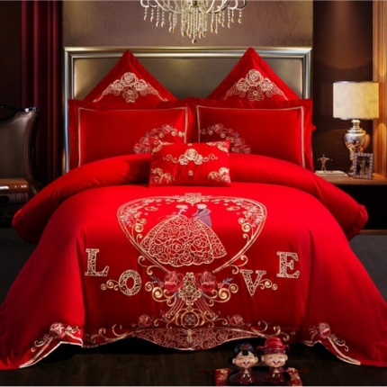 91家纺网 家纺一手货源 找家纺 （总）千禧婚庆专 供2018款喷气全棉婚庆四件套六件套多件套