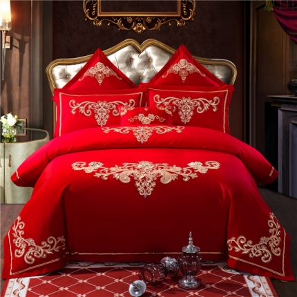 91家纺网 家纺一手货源 找家纺 （总）千禧婚庆专 供2018款喷气全棉婚庆四件套六件套多件套