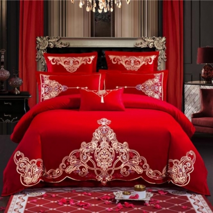 91家纺网 家纺一手货源 找家纺 （总）千禧婚庆专 供2018款喷气全棉婚庆四件套六件套多件套