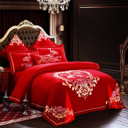 91家纺网 家纺一手货源 找家纺 （总）千禧婚庆专 供2018款喷气全棉婚庆四件套六件套多件套