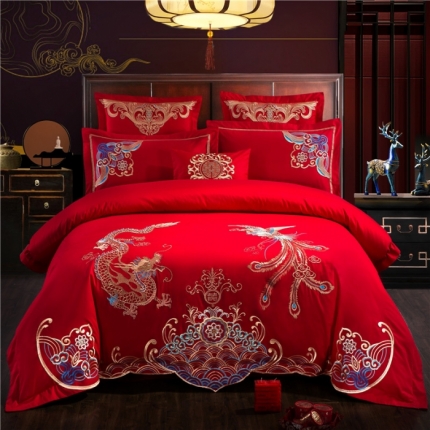 91家纺网 家纺一手货源 找家纺 （总）千禧婚庆专 供2018款喷气全棉婚庆四件套六件套多件套