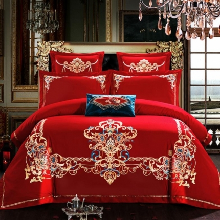 91家纺网 家纺一手货源 找家纺 （总）千禧婚庆专 供2018款喷气全棉婚庆四件套六件套多件套