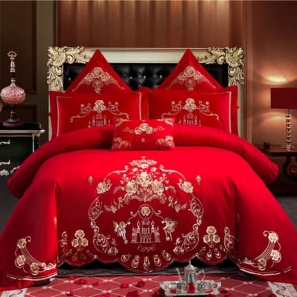 91家纺网 家纺一手货源 找家纺 （总）千禧婚庆专 供2018款喷气全棉婚庆四件套六件套多件套