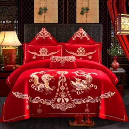 91家纺网 家纺一手货源 找家纺 （总）千禧婚庆专 供2018款喷气全棉婚庆四件套六件套多件套