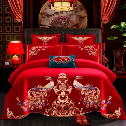 91家纺网 家纺一手货源 找家纺 （总）千禧婚庆专 供2018款喷气全棉婚庆四件套六件套多件套