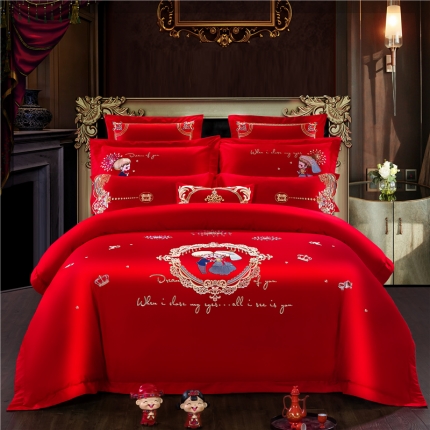 91家纺网 家纺一手货源 找家纺 （总2）千禧婚庆专供 2019喷气全棉婚庆四件套