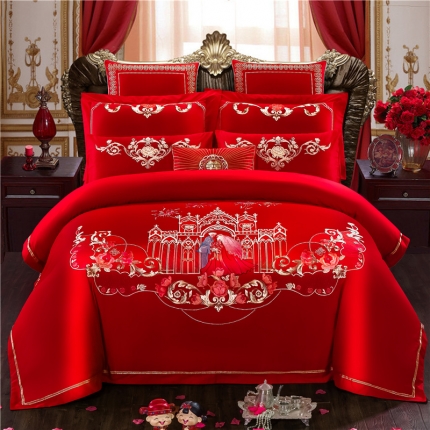 91家纺网 家纺一手货源 找家纺 （总2）千禧婚庆专供 2019喷气全棉婚庆四件套