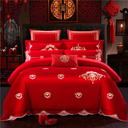 91家纺网 家纺一手货源 找家纺 （总2）千禧婚庆专供 2019喷气全棉婚庆四件套