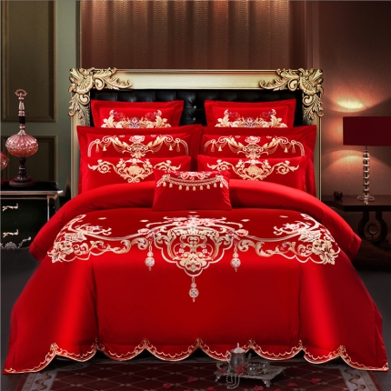 91家纺网 家纺一手货源 找家纺 千禧婚庆专供 2019喷气全棉婚庆四件套多件套 时尚爱恋