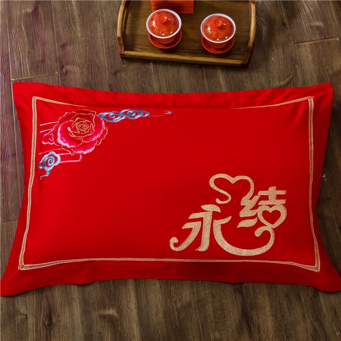 91家纺网 家纺一手货源 找家纺 千禧婚庆专供 2019喷气全棉婚庆四件套多件套 永结同心