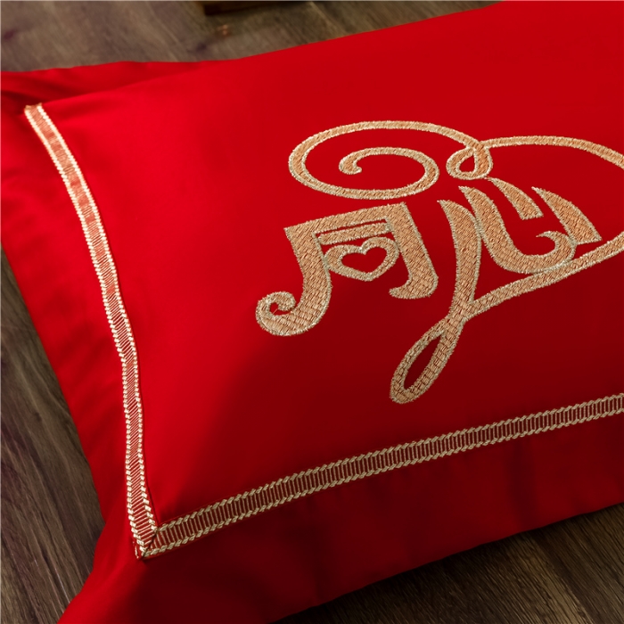 91家纺网 家纺一手货源 找家纺 千禧婚庆专供 2019喷气全棉婚庆四件套多件套 永结同心