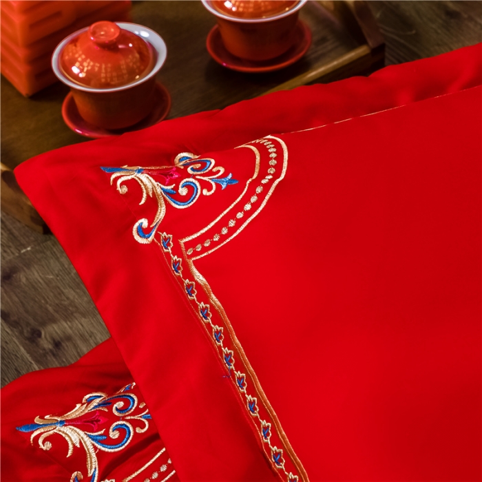 91家纺网 家纺一手货源 找家纺 千禧婚庆专供 2019喷气全棉婚庆四件套多件套 永结同心