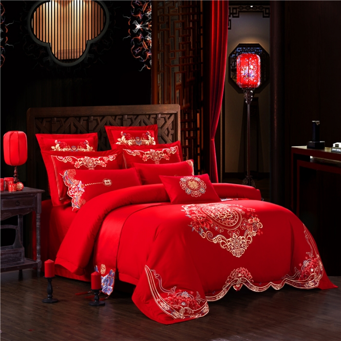 91家纺网 家纺一手货源 找家纺 千禧婚庆专供 2019喷气全棉婚庆四件套多件套 珠联璧合