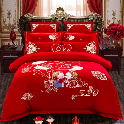 91家纺网 家纺一手货源 找家纺 （总3）千禧婚庆专供 2019喷气全棉婚庆四件套