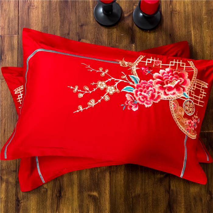 91家纺网 家纺一手货源 找家纺 千禧婚庆专供 2019喷气全棉婚庆四件套多件套 花韵喜事