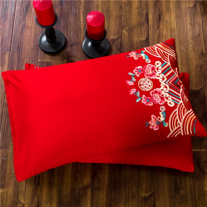 91家纺网 家纺一手货源 找家纺 千禧婚庆专供 2019喷气全棉婚庆四件套多件套 花韵喜事