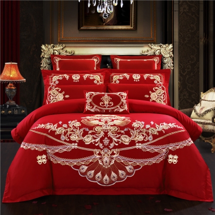 91家纺网 家纺一手货源 找家纺 （总）千禧家纺 2019新款长绒棉婚庆四件套