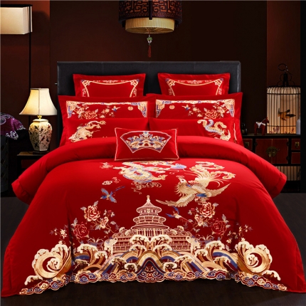 91家纺网 家纺一手货源 找家纺 （总）千禧家纺 2019新款长绒棉婚庆四件套