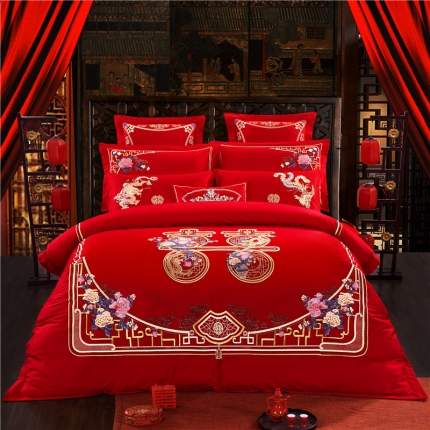 91家纺网 家纺一手货源 找家纺 （总）千禧家纺 2019新款长绒棉婚庆四件套