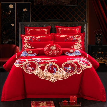 91家纺网 家纺一手货源 找家纺 （总）千禧家纺 2019新款长绒棉婚庆四件套