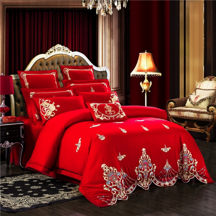 91家纺网 家纺一手货源 找家纺 千禧家纺 2019新款长绒棉婚庆多件套 幸福嫁日