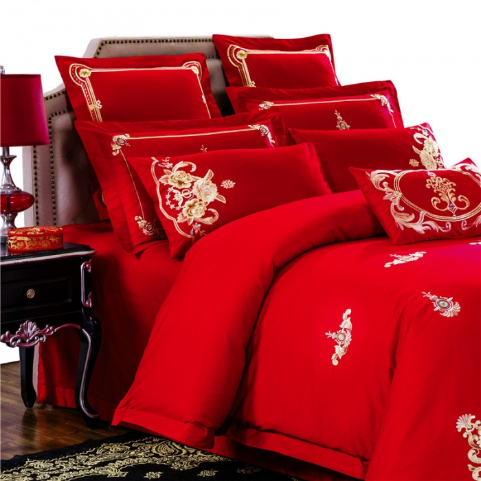 91家纺网 家纺一手货源 找家纺 千禧家纺 2019新款长绒棉婚庆多件套 幸福嫁日