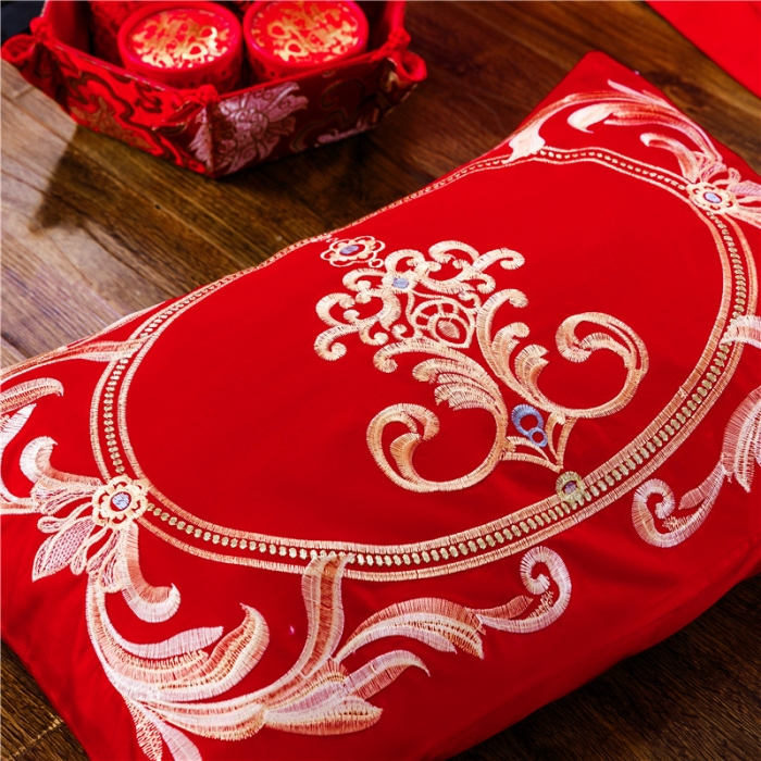 91家纺网 家纺一手货源 找家纺 千禧家纺 2019新款长绒棉婚庆多件套 幸福嫁日