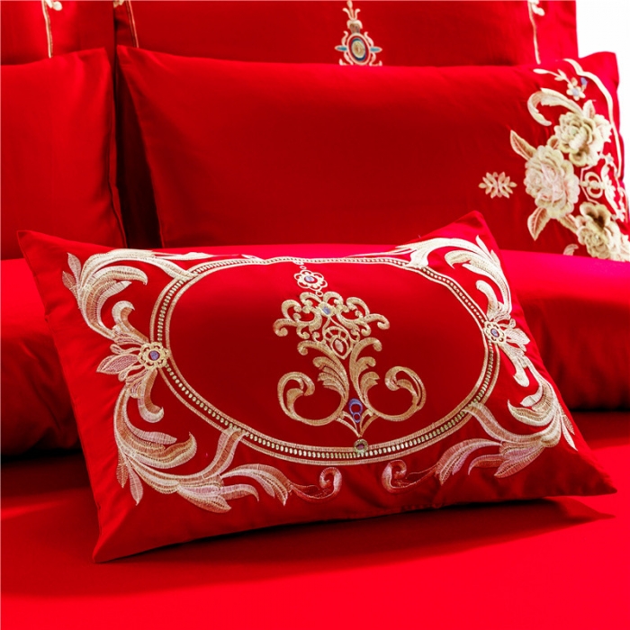 91家纺网 家纺一手货源 找家纺 千禧家纺 2019新款长绒棉婚庆多件套 幸福嫁日