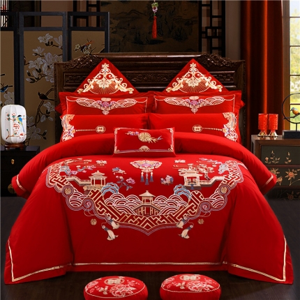 91家纺网 家纺一手货源 找家纺 （总4）千禧婚庆专 供 2019喷气全棉婚庆四件套