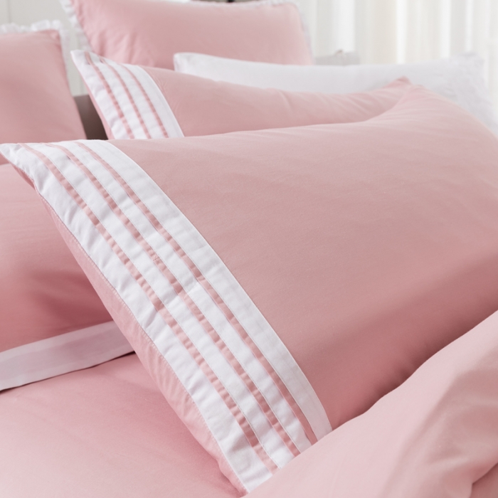 91家纺网 家纺一手货源 找家纺 宅家居  全棉四件套茉琳卡系列藕粉