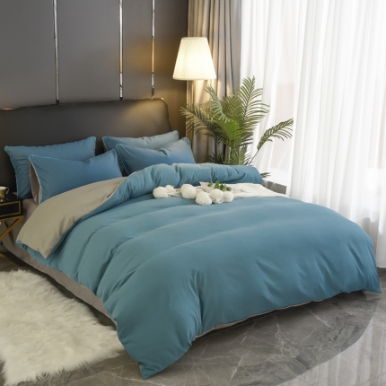 91家纺网 家纺一手货源 找家纺 （总）艾迪尚 2019新款纯色双拼四件套