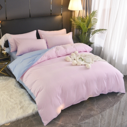 91家纺网 家纺一手货源 找家纺 （总）艾迪尚 2019新款纯色双拼四件套