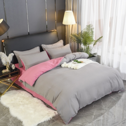 91家纺网 家纺一手货源 找家纺 （总）艾迪尚 2019新款纯色双拼四件套