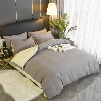 91家纺网 家纺一手货源 找家纺 （总）艾迪尚 2019新款纯色双拼四件套