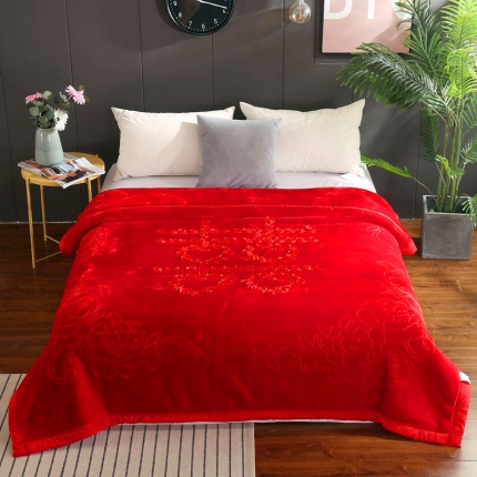 91家纺网 家纺一手货源 找家纺 (总）好艺佳毛毯 2025新款拉舍尔婚庆苏绣毯