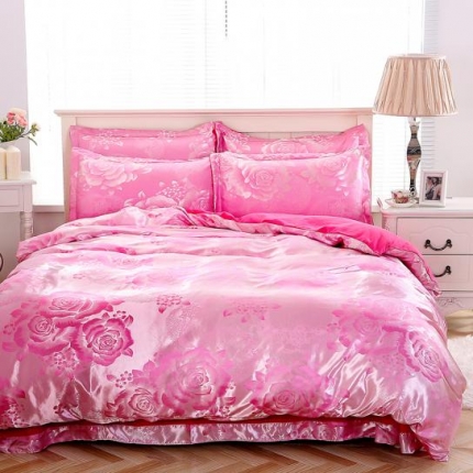 91家纺网 家纺一手货源 找家纺 （总）百花王 贡缎提花四件套