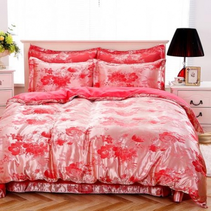 91家纺网 家纺一手货源 找家纺 （总）百花王 贡缎提花四件套