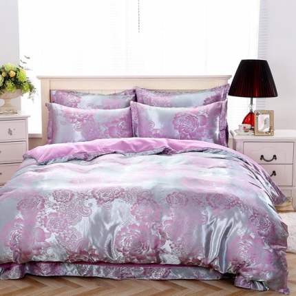 91家纺网 家纺一手货源 找家纺 （总）百花王 贡缎提花四件套